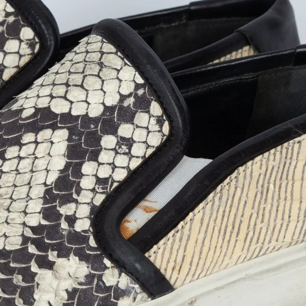 Vince Classic Leather Snakeskin‎ Slip-On Sneakers Size 7